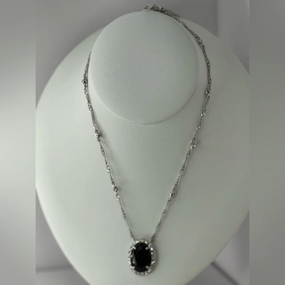 Monet Silver Tone Jet and Crystal Station Necklace - Picture 3 of 8